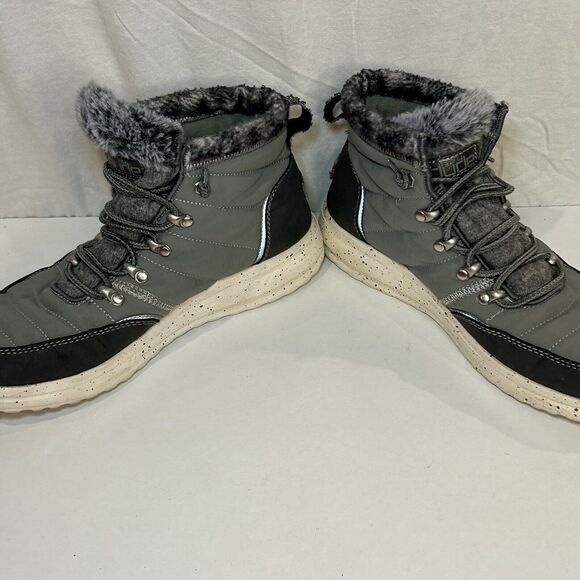 Hey Dude Women’s Brandy Gray Winter Boots Booties SZ 9.5Slip On Faux Fur Comfort - Picture 3 of 8